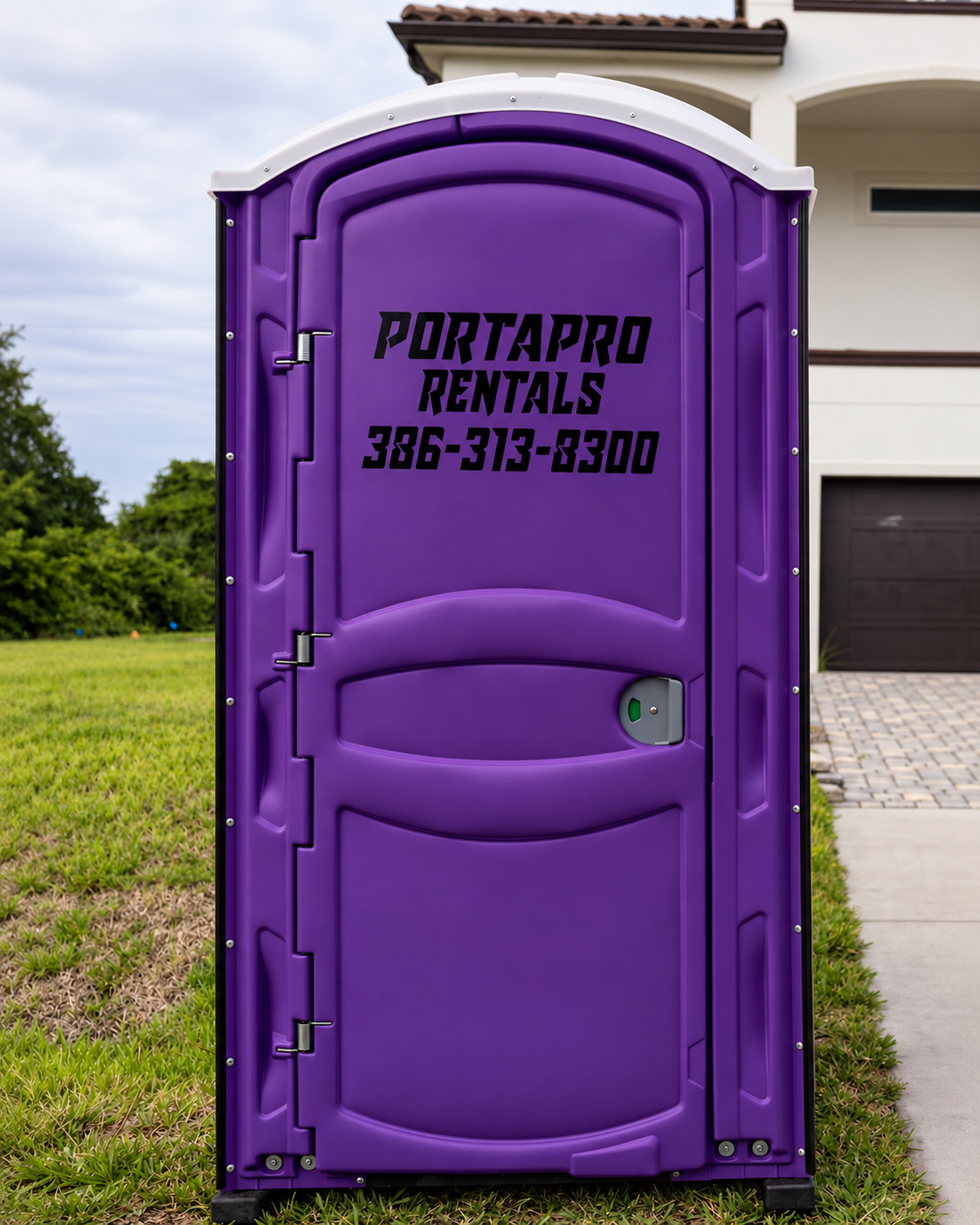 Single PortaPro unit placed for a residential remodel beside a home driveway