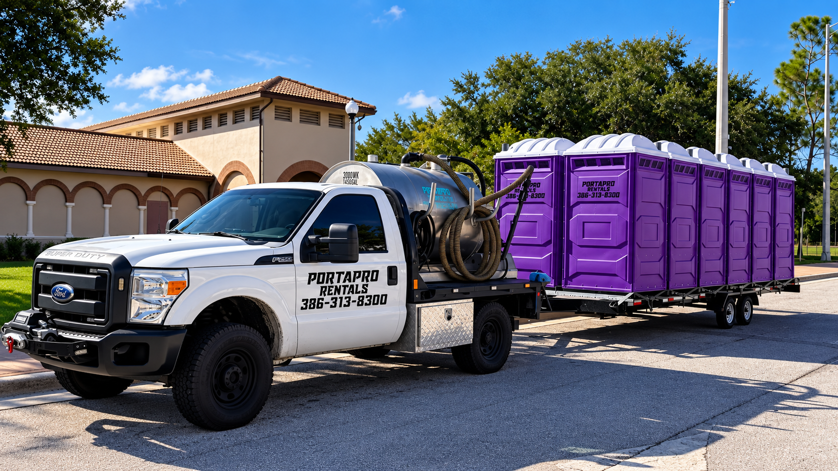 PortaPro service truck with vacuum tank ready for on-site RV and camper pump-outs