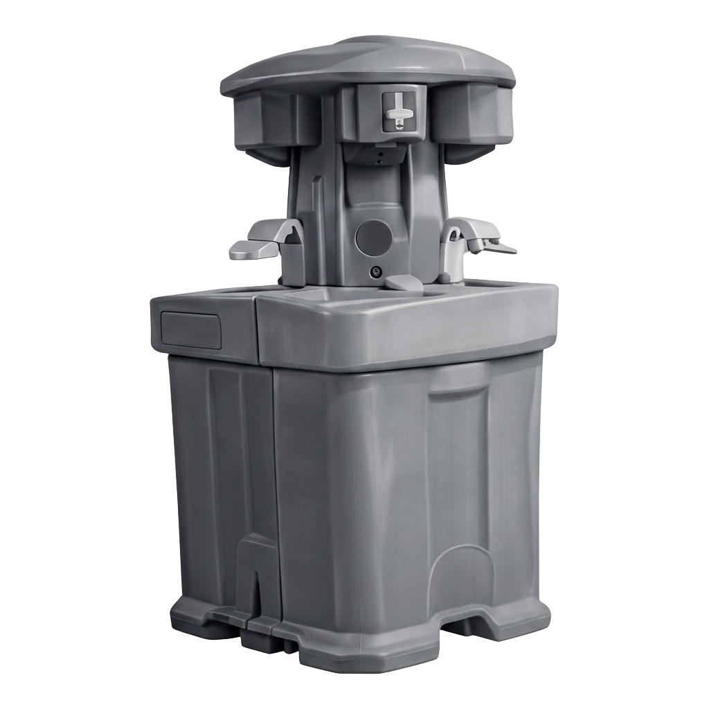 Grey portable handwashing station
